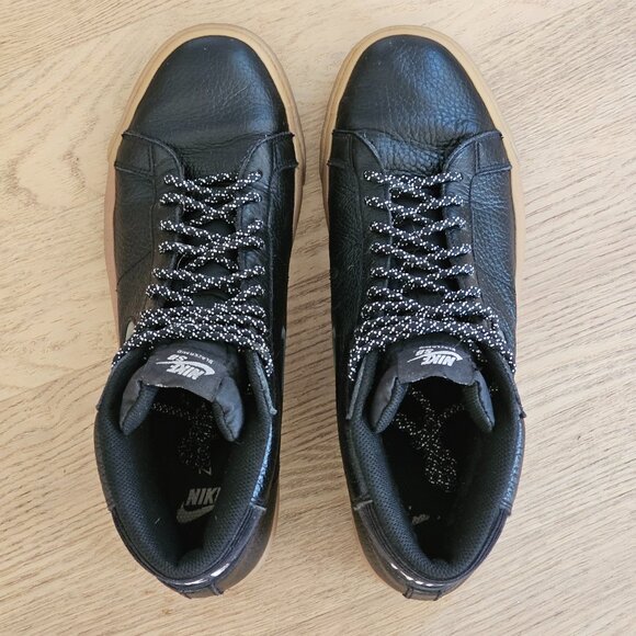 Nike SB Blazer Zoom Mid Premium - Men's black leather sneakers size 10 - Picture 4 of 7